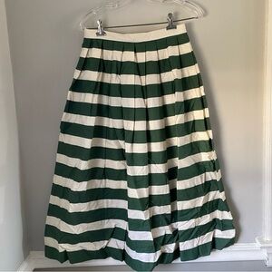 Vintage Cullinane green white stripe full skirt pleats 12 made in USA - AS IS